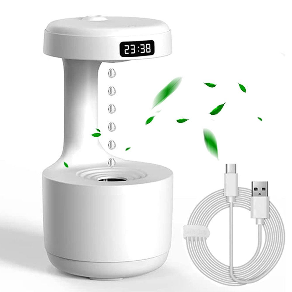 Sopxion Anti Gravity Air Humidifier, Creative Air Humidifier, Led Display, Shutdown Protection, Light Mode, for Home Bedroom Office (White)