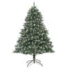vidaXL Artificial PVC Christmas Tree with Stand - 82.7", Green and White Snow-Flocked Look, Easy Assembly with Hinged Construction, Durable and Sturdy, Comes with 38 Cones and 874 Pointed Tips view 1