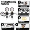 TMCRAFT Keg CO2 Regulator, Triple Gauge CGA-320 Pressure Regulator with 0-60 PSI Working Pressure & 0-3000 PSI Tank Pressure, Kegerator Regulator with Safety Pressure Relief Valve view 2