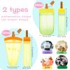 Patelai 8 Pcs Cute Water Bottles with Straw Kawaii Watermelon Ice Cream Cups Leak Proof Drinking Bottles with Adjustable Shoulder Strap for Sports Travel Camping(Classic Style) view 4