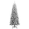 vidaXL 70.9" Artificial Christmas Tree with Flocked Snow, PVC/PE & Steel Construction - Easy Assembly with Hinged Design - Stable Stand - Realistic & Bushy Appearance - Durable & Sustainable view 2