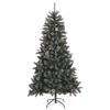 vidaXL Artificial Christmas Tree with Stand  Lifelike Faux Tree  Hinged Construction for Easy Setup  70.9" Tall  Decorated with Cones, Berries & Snow - Green and White, PVC, Steel view 1