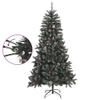 vidaXL Artificial Christmas Tree with Stand  Lifelike Faux Tree  Hinged Construction for Easy Setup  70.9" Tall  Decorated with Cones, Berries & Snow - Green and White, PVC, Steel view 3