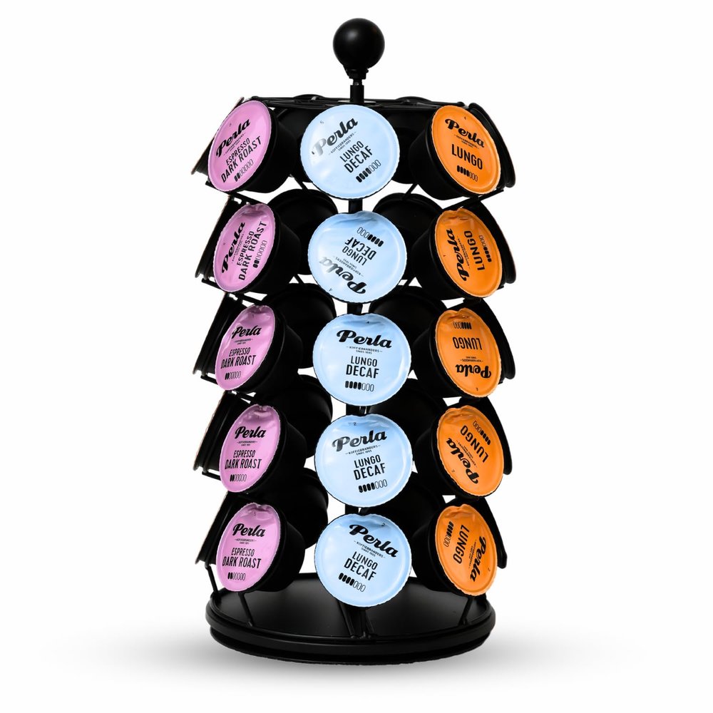 Maypes Coffee Capsule Holder  Pod Holder Compatible with K-Cup Pods  Durable and Elegant Pods Carousel for Kitchen Counters and Coffee Cart - Coffee Pod Holder for 35 Pods  14.5 x 6.75-inch