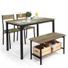 CAPHAUS 4 Pieces Dining Table Set for 4 w/Bench and Chairs, Modern Table Set for Dining Room, Home, Kitchen w/Storage Rack, Rectangle Table, Bench & Two Chairs, Space-Saving Dining Set, Grey Oak view 1