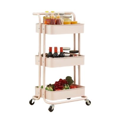 Stackable Fruit Vegetable Storage Cart Kitchen Storage Rack Living Room Bathroom Office Shelf Gadgets Stainless Steel Rack Trolley Food Container Storage Rack Fruit Basket for Kitchen ( Color : Gray )