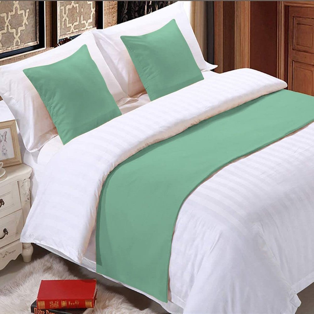 5 Piece Bed Runner Scarf Protector SDipcover Bed Decorative Scarf for Bedroom Hotel Wedding Room - 800 TC-100% Egyptian Cotton, Solid (Queen, Mint)