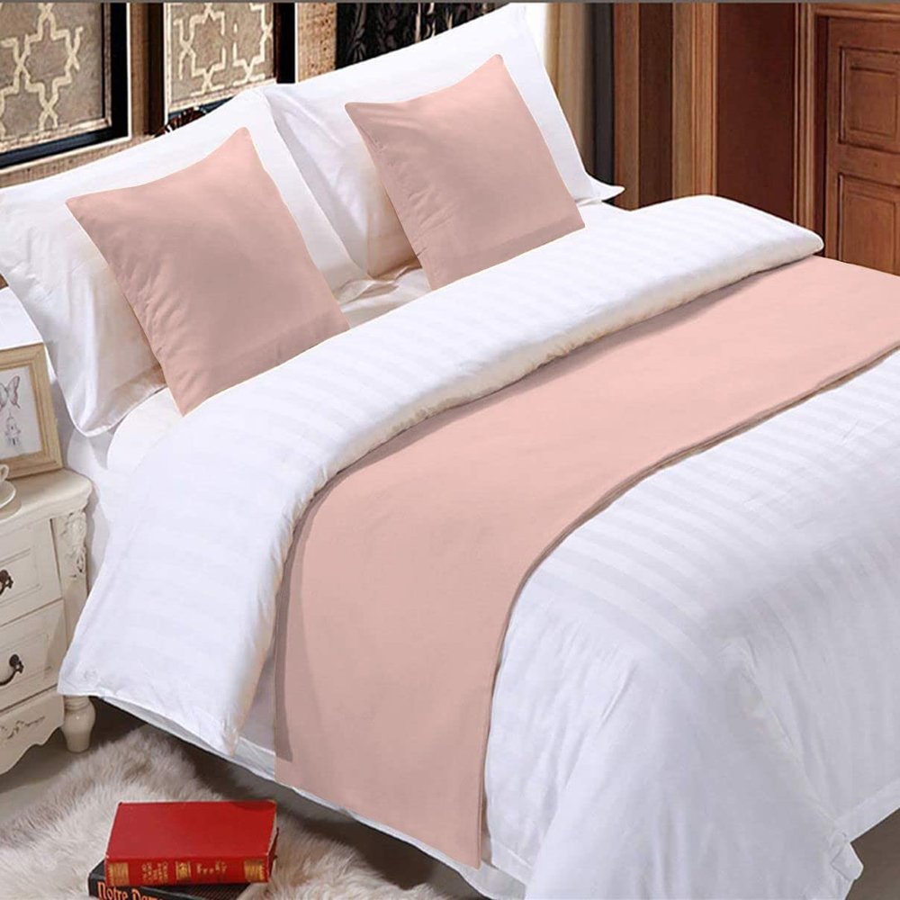 5 Piece Bed Runner Scarf Protector SDipcover Bed Decorative Scarf for Bedroom Hotel Wedding Room - 800 TC-100% Egyptian Cotton, Solid (California King, Blush)