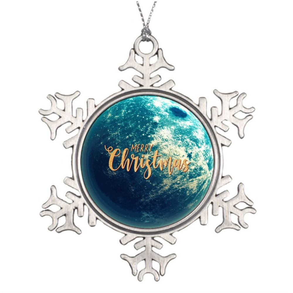 2022 Christmas Ornament, Full Moon Lunar Planet Snowflake Ornament, Xmas Tree Pendants, Holiday Keepsake Decor for Xmas Tree, Christmas Party Supplies New Year Gift for Family Friends, 3-Inch