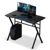MoNiBloom Computer Desk Modern Design Home Office Gaming X-Shape Black Tabletop Simple Game Table Workstation for Corner Living Room Bedroom view 1