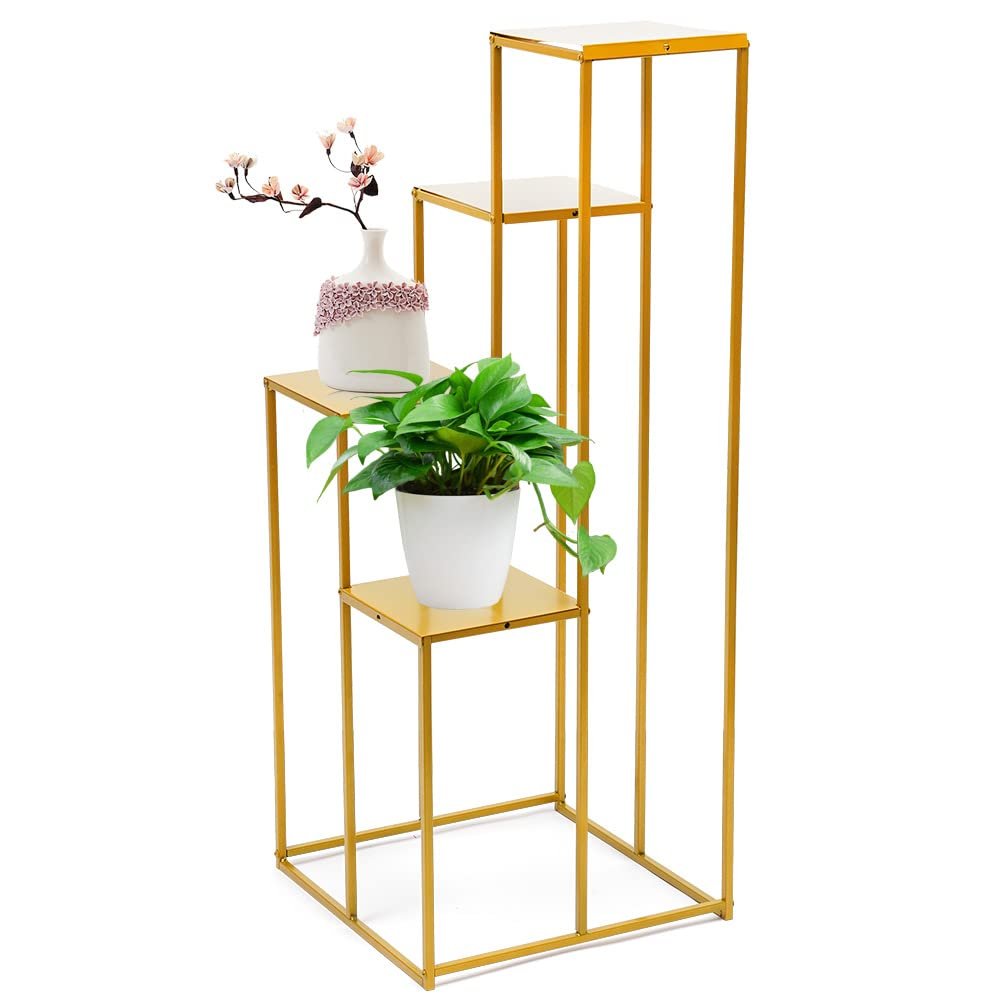 CeRaBuRET Gold 100CM High 4 Layer Wedding Decoration Rack, Gold Road Lead Flower Metal Centerpiece Wedding Supply, Mental Flower Stand For Parties