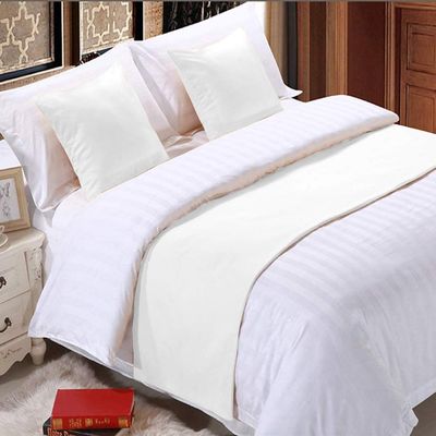 3 Piece Bed Runner Scarf Protector SDipcover Bed Decorative Scarf for Bedroom Hotel Wedding Room - 800 TC-100% Egyptian Cotton, Solid (Twin, White)