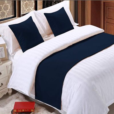 5 Piece Bed Runner Scarf Protector SDipcover Bed Decorative Scarf for Bedroom Hotel Wedding Room - 800 TC-100% Egyptian Cotton, Solid (Queen, Navy)