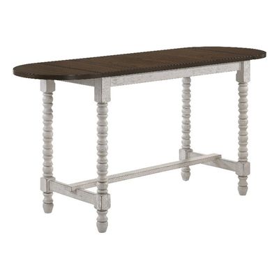 Furniture of America Birch Wood Counter Height Table with Drop Leaf in Walnut