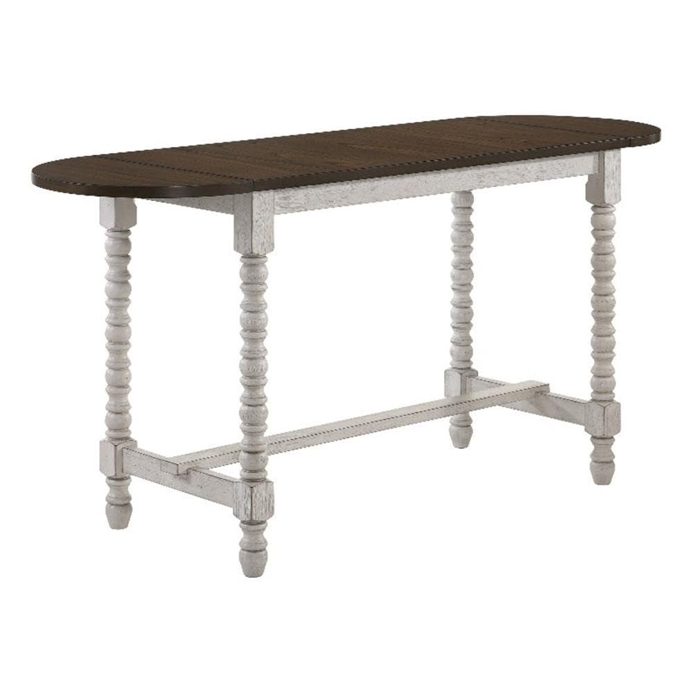 Furniture of America Birch Wood Counter Height Table with Drop Leaf in Walnut