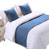 5 Piece Bed Runner Scarf Protector SDipcover Bed Decorative Scarf for Bedroom Hotel Wedding Room - 800 TC-100% Egyptian Cotton, Solid (Twin, Medium Blue) view 2
