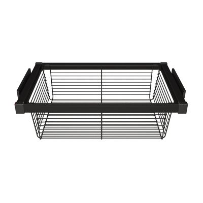 Wardrobe Pull Basket Damping Buffer Automatic Return Clothes Storage Box, Steel Wire Mesh Cabinet Storage Basket, Suitable for Bedroom Wardrobe and Kitchen (Size : 534-584mm)