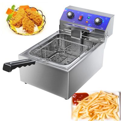 Deep Fryer Stainless Steel Tank Chip Fryer for Home Commercial, Fat Fryer with Removable Basket and Professional Heating Element, Large Electric Fryer for French Fries Chicken Shrimp,10l