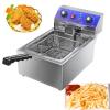 Deep Fryer Stainless Steel Tank Chip Fryer for Home Commercial, Fat Fryer with Removable Basket and Professional Heating Element, Large Electric Fryer for French Fries Chicken Shrimp,10l view 1