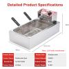 3000W Electric Deep Fat Fryer, 12L Double Fryer with Lids and 2 Oil Basketes, 60-250C Adjustable Temperature, Easy Clean Removable Basket, Lid & Non-Slip Feet, for Home Commercial view 2
