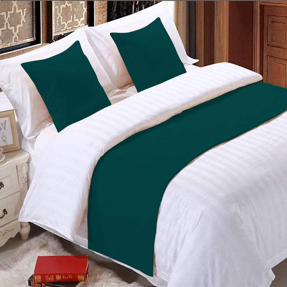 1 Piece Bed Runner Scarf Protector SDipcover Bed Decorative Scarf for Bedroom Hotel Wedding Room - 800 TC-100% Egyptian Cotton, Solid (Queen, Teal)