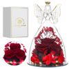 Tiaronics Mothers Day Rose Gifts Glass Angel Figurine with Three Roses Gifts, Preserved Forever Real Rose Gifts for Women, Angel Guardian with Rose for Mothers Day - Wine Red view 1