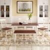 6-Piece Kitchen Table Set, Farmhouse Rustic Dining Table Set Wooden Kitchen Dining Room Table Set with 4 Dining Chairs and Bench, Dining Set with Drawer Easy Assembly, for Kitchen Dining Room view 1