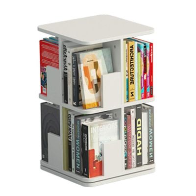 Bookcases Bookshelf Rotating Bookcase Large-Capacity Storage Rack Multi-Functional Storage Rack Space-Saving 2/3/4 Floors (Color : White, Size : 2 Layer(66cm))