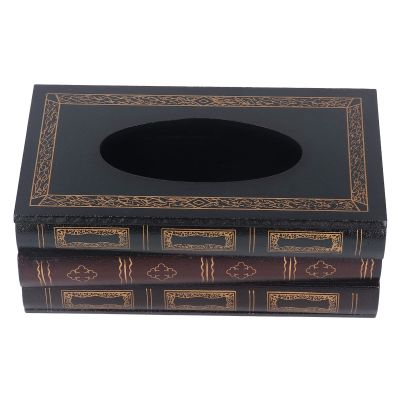 10.25.63.9in Tissue Box Holder Rectangular Vintage Antique Book Paper Napkin Dispenser Painted Book Appearance Paper Napking Dispenser for Home Restaurant Office Desk