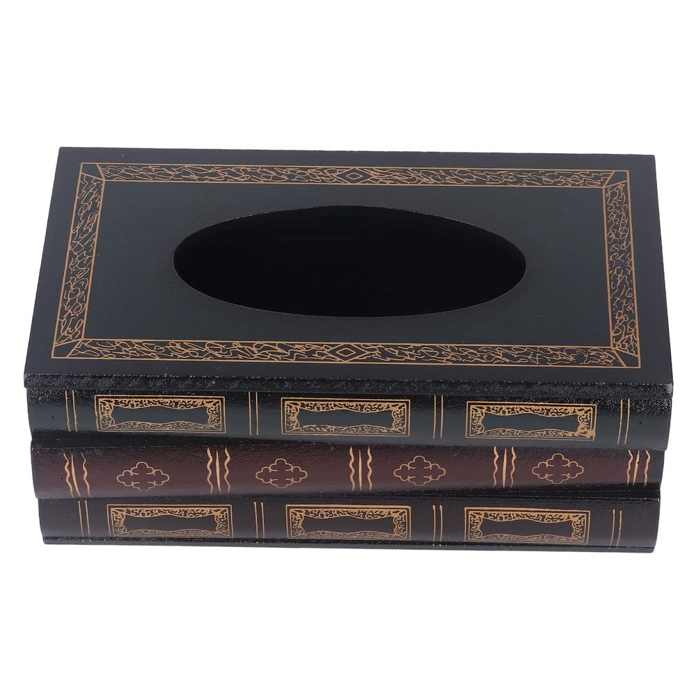 10.25.63.9in Tissue Box Holder Rectangular Vintage Antique Book Paper Napkin Dispenser Painted Book Appearance Paper Napking Dispenser for Home Restaurant Office Desk