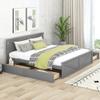 Anwick Wooden Platform Bed with 4 Storage Drawers, Solid Wooden Platform Bed Frame with Headboard and Support Legs for Any Bedroom, No Box Spring Needed (Gray, King) view 1