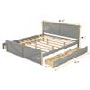 Anwick Wooden Platform Bed with 4 Storage Drawers, Solid Wooden Platform Bed Frame with Headboard and Support Legs for Any Bedroom, No Box Spring Needed (Gray, King) view 2