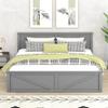 Anwick Wooden Platform Bed with 4 Storage Drawers, Solid Wooden Platform Bed Frame with Headboard and Support Legs for Any Bedroom, No Box Spring Needed (Gray, King) view 3