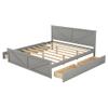 Anwick Wooden Platform Bed with 4 Storage Drawers, Solid Wooden Platform Bed Frame with Headboard and Support Legs for Any Bedroom, No Box Spring Needed (Gray, King) view 4