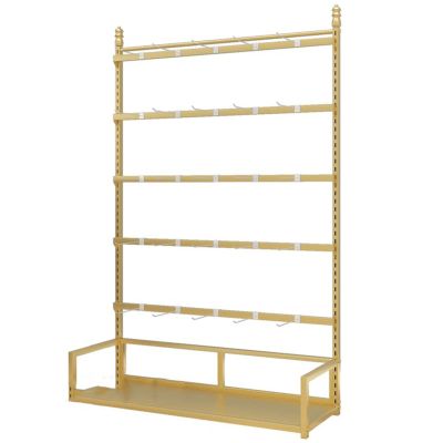 WIGING Underwear Display Rack, Adjustable Iron Socks, Slippers Shelves, Multi-Function Floor-Standing Accessories Gloves Storage Stand for Retail Stores Boutique (Color : Gold, Size : 100x35x150cm)
