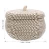 Angoily Storage Basket, 6.6 Quarts Woven Cotton Rope Basket with Lid, 1.6 Gal Small Round Decorative Storage Organizier Bin Box for Nursery, Living Room, Blanket, Home Decor, Bedroom view 3