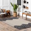 CASAVANI Indian Hand Braided Rug Geometric Black & Beige Jute Rug Home/Office Rug Best Uses for Dining Room,Bedroom,Living Room,Nursery Room & Balcony 4x4 Feet Square view 1