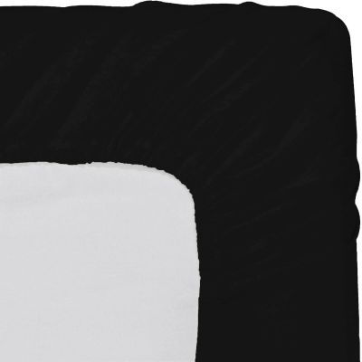 1 Piece Fitted Sheet with Elastic All Around - Fits Mattress Upto 18 inches Ultra Soft Egyptian Cotton Real 600 Thread Count Soft Breathable Twin Extra Long Size Black Solid Color