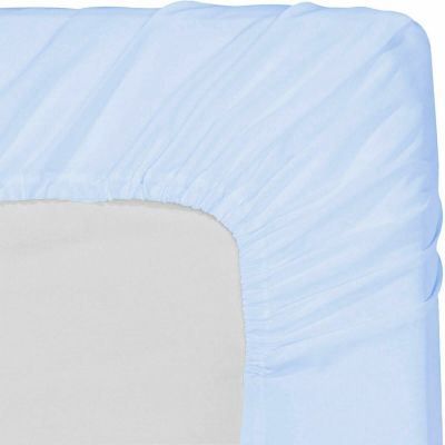 1 Piece Fitted Sheet with Elastic All Around - Fits Mattress Upto 18 inches Ultra Soft Egyptian Cotton Real 600 Thread Count Soft Breathable Olympic Queen Size Sky Blue Solid Color
