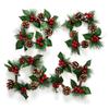 Factory Direct Craft Set of 4 Artificial Pine and Berry Christmas Candle Rings for Christmas Home Decor and Holiday Displays view 1