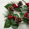 Factory Direct Craft Set of 4 Artificial Pine and Berry Christmas Candle Rings for Christmas Home Decor and Holiday Displays view 2