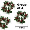 Factory Direct Craft Set of 4 Artificial Pine and Berry Christmas Candle Rings for Christmas Home Decor and Holiday Displays view 4