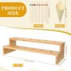 Queekay 150 Disposable Charcuterie Cones with 2 Pack 12 Holes Wooden Ice Cream Cone Display Stand Charcuterie Holder Stand 150 Fancy Toothpicks for Appetizers Wedding Decoration(Brown) view 2