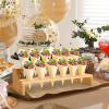 Queekay 150 Disposable Charcuterie Cones with 2 Pack 12 Holes Wooden Ice Cream Cone Display Stand Charcuterie Holder Stand 150 Fancy Toothpicks for Appetizers Wedding Decoration(Brown) view 4