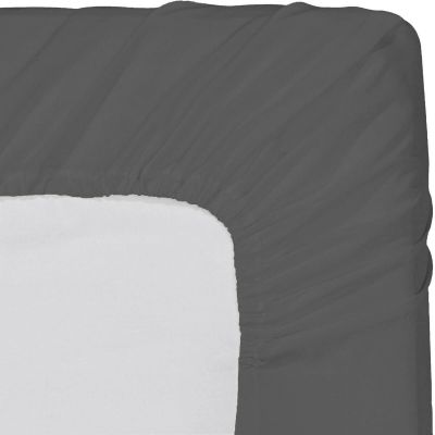 1 Piece Fitted Sheet with Elastic All Around - Fits Mattress Upto 18 inches Ultra Soft Egyptian Cotton Real 600 Thread Count Soft Breathable Short Queen Size Dark Grey Solid Color