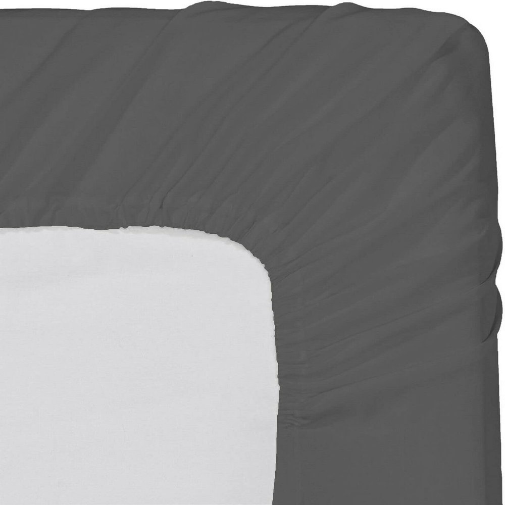 1 Piece Fitted Sheet with Elastic All Around - Fits Mattress Upto 18 inches Ultra Soft Egyptian Cotton Real 600 Thread Count Soft Breathable Short Queen Size Dark Grey Solid Color