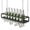 Ceiling Metal Iron Chain Wine Glass Rack, Hanging Wine Glass Holder, Adjustable Wine Rack with Glass Holder, Matte Black Stemware Rack view 2