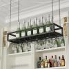 Ceiling Metal Iron Chain Wine Glass Rack, Hanging Wine Glass Holder, Adjustable Wine Rack with Glass Holder, Matte Black Stemware Rack view 4