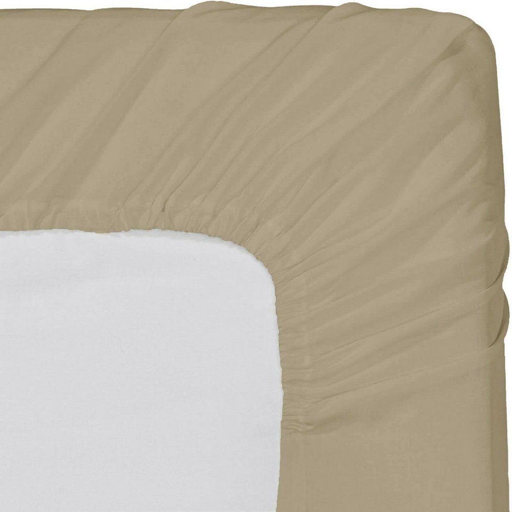 1 Piece Fitted Sheet with Elastic All Around - Fits Mattress Upto 18 inches Ultra Soft Egyptian Cotton Real 600 Thread Count Soft Breathable California King Size Taupe Solid Color