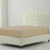 1 Piece Fitted Sheet with Elastic All Around - Fits Mattress Upto 18 inches Ultra Soft Egyptian Cotton Real 600 Thread Count Soft Breathable California King Size Taupe Solid Color view 4